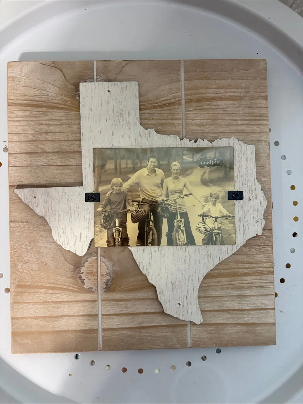 Mud Pie White & Natural Wood Texas Photo Frame 9.5 x 10.5